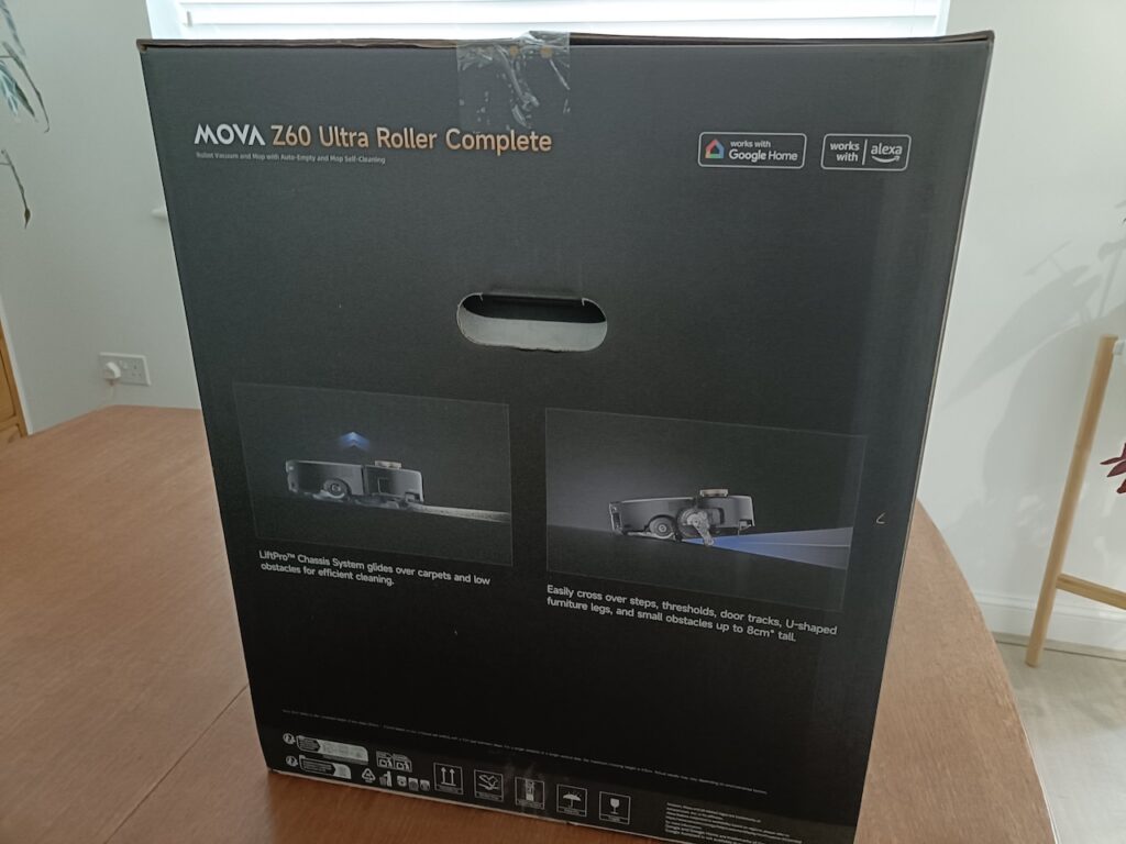Side of MOVA Z60 packaging